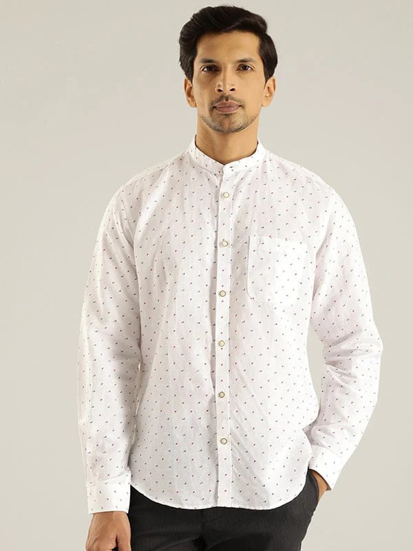 Indian Terrain Men All Over Print White Shirt
